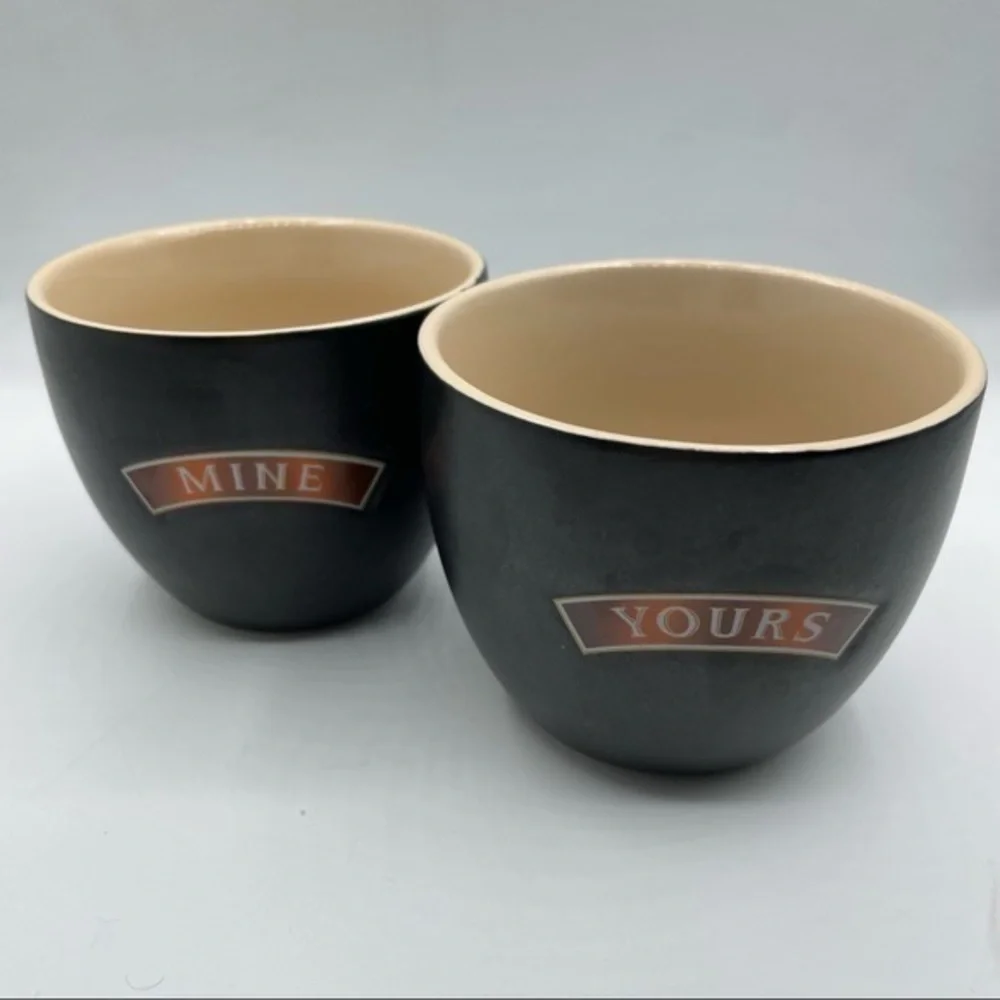 Ceramic Cups - Baileys Irish Cream Gifts | 2pc set - Mine and Yours | Black Tan
